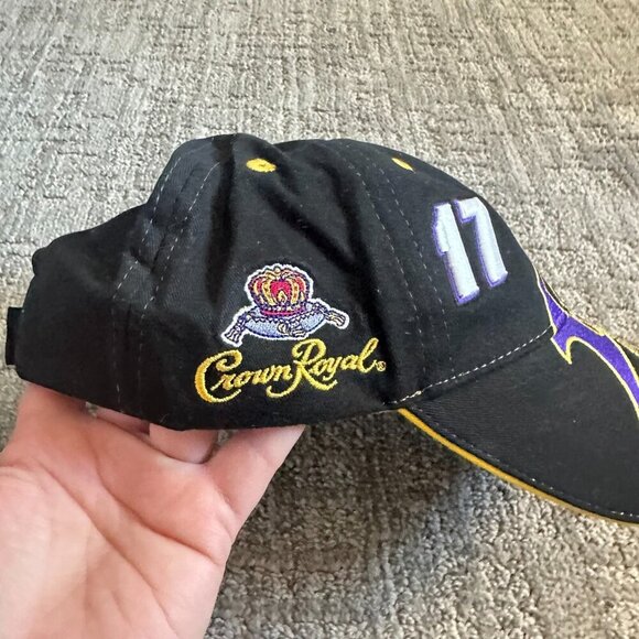 NASCAR Matt Kenseth 17 Crown Royal Purple Flames Hat Strap Back Black Purple Cap - Picture 4 of 5